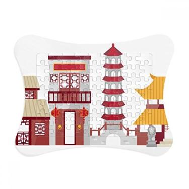 Imagem de China Architecture Gate Moldura de quebra-cabeça padrão chinês Decoração de imagem Enfeite de jogo de quebra-cabeça