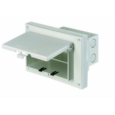 Imagem de Arlington DBHR131W-1 caixa elétrica de perfil baixo com capa à prova de intempéries para estrutura de tapume retrofit, lapela de 0,6 cm ou 1,5 cm, horizontal, branco