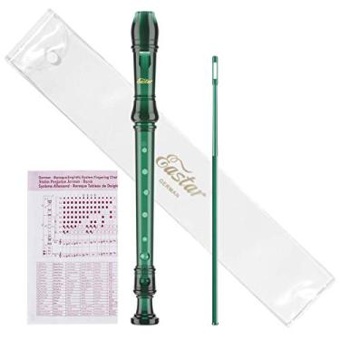 Imagem de Eastar Instrumento de gravador soprano para crianças, estudantes, iniciantes, chave em C com kit de limpeza, bolsa de armazenamento, tabela de dedos, ERS-1GG, verde escuro, aprovado pela escola