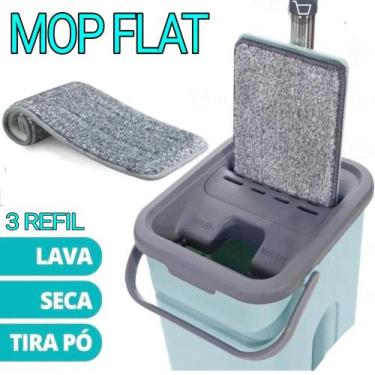 Imagem de Mop Retangular Rodo Esfregão Flat Limpeza Chão Cozinha Sala Comércio L