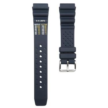 Imagem de Timewheel Pulseira de relógio de borracha macia de 20 mm compatível com muitos relógios Citizen Aqualand Promaster Diver (medição de profundidade limite ND impresso nos pés) (preto)