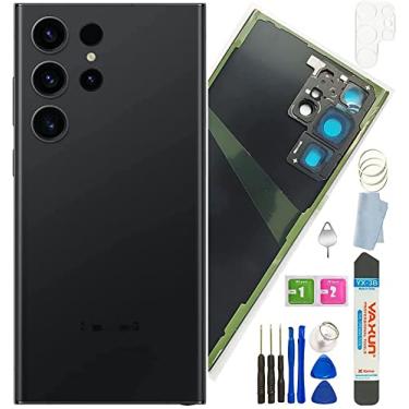 Imagem de XBC-TECH Galaxy S23 Ultra capa traseira de vidro de substituição para Samsung Galaxy S23 Ultra tampa traseira vidro com fita pré-instalada e lente de câmera + ferramentas (preto fantasma)
