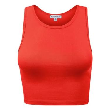 Imagem de HATOPANTS Camiseta regata feminina, sem mangas, gola única, de algodão, costas nadadoras, casual, básica, 911-coral, M
