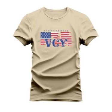 Imagem de Camiseta Estampada Unissex Algodão Confortável USA Vida Country-Unissex