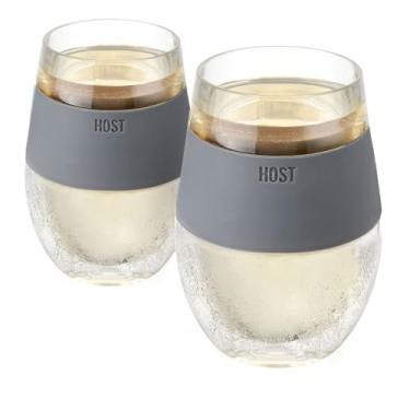 Imagem de Conjunto de 2 copos térmicos HOST de parede dupla congelável para vinho tinto e branco, 250 ml, cinza