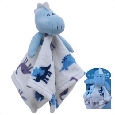 Imagem de Naninha Bebê Dinossauro Urso Pelúcia Macia Fofinho Azul Menino Loaní