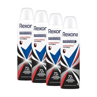 Imagem de Kit 4 Desodorantes Rexona Motionsense Antitranspirante Aerossol Antibacterial e Invisible 150ml