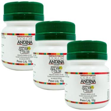 Imagem de Kit 3 Adoçante de Stévia 100% Natural Color Andina Food 10g