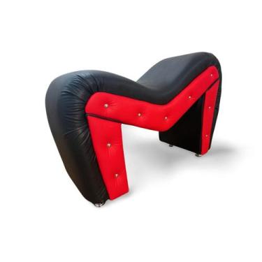 Imagem de Poltrona Cavalinho Decorativa Cadeira Quarto Namoradeira Preta Vermelh