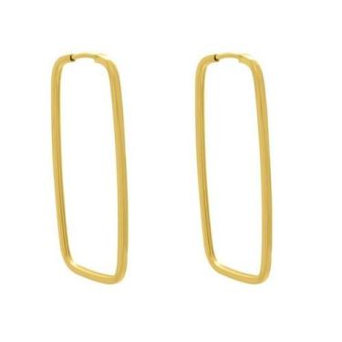 Imagem de Brinco ouro18k Argola Retangular 2,8cm - Elegancy Joias
