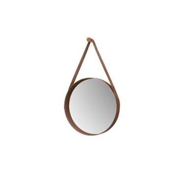 Imagem de Espelho Redondo Decorativo 60 cm Com Alça Venezia Castanho - Mais de C