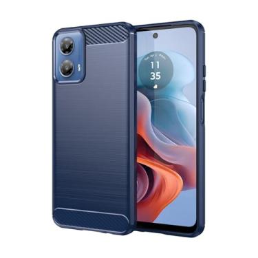 Imagem de Sidande Capa para Moto G34 5G, capa para Moto G45 5G XT2363-2, capa ultrafina com absorção de choque de fibra de carbono TPU capa protetora de borracha para Motorola Moto G34 5G azul marinho