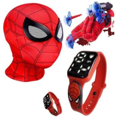 Imagem de Máscara,luva lança-dardos e relógio infantil Homem-Aranha_B - SMACTUDO