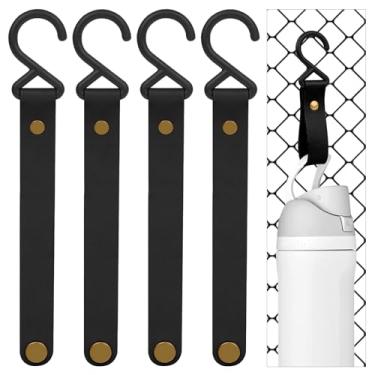 Imagem de Linkidea Pacote com 4 ganchos de cerca para garrafa de água, gancho compatível com Owala FreeSip 680 g/947 ml, Stanley Quick Flip Go 680 g, ganchos em forma de S de couro vegano para acampamento de