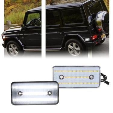 Imagem de GSOWO Conjunto de 2 peças de reposição de luzes de LED laterais dianteiras traseiras brancas para Mercedes Benz W463 G-Class G500 G550 G55 G63 AMG 2002-2014, lâmpadas de marcação lateral - lente