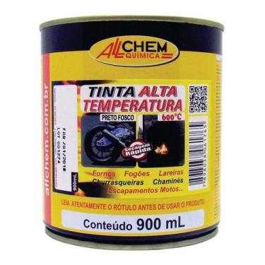 Imagem de Tinta Alta Temperatura Preto 600 P/ Chaminés Fornos Lareira - ALLCHEM 
