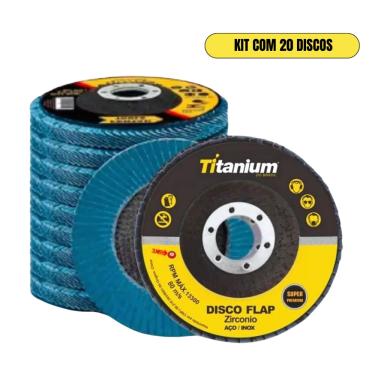 Imagem de KIt com 20 Discos Flap Zirconio Inox 4.1/2 GR 120 Curvo Titanium - 05449