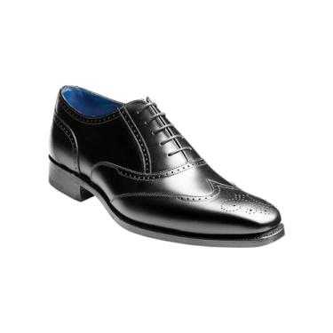 Imagem de BARKER Johnny Sapato social masculino Brogue Oxford feito à mão - Elegância atemporal e artesanato superior - Roupa formal e de negócios, Panturrilha preta, 43