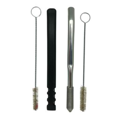 Imagem de Kit tereré bomba v8 preta inox 19 cm de tela + bomba de mola inox prat