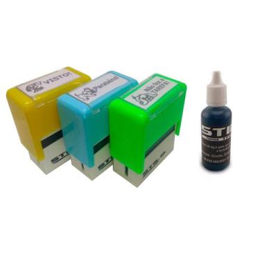 Imagem de Kit 03 carimbos automaticos stilo 20 - prof i + tubo de tinta