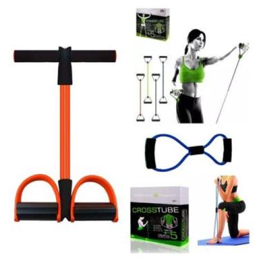 Imagem de KIT ELÁSTICOS DE TENSÃO TREINO MUSCULAR MALHAR EM CASA  Tube Fit + Cro