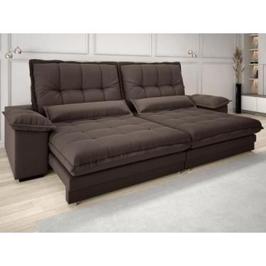 Imagem de Sofa Bergamo 2,50m Assento Retratil e Reclinavel Velosuede Chocolate -