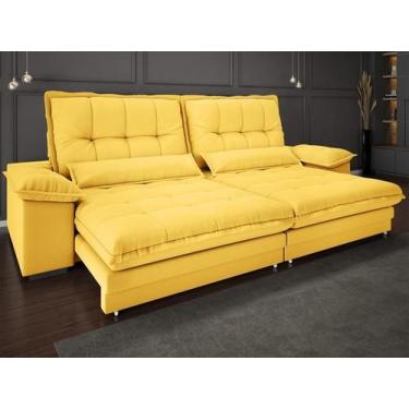 Imagem de Sofá Bergamo 2,10m Assento Retrátil e Reclinável Velosuede Canário - N