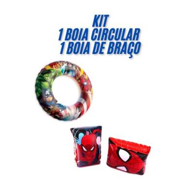 Imagem de Kit Boia De Braço Colete Inflavel Homem Aranha Vingadores - Etitoys, V
