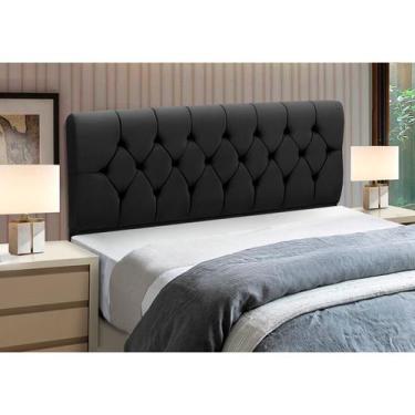 Imagem de Cabeceira Cama Box King Size Estofada Madeira Madri - D'Julia, Preto