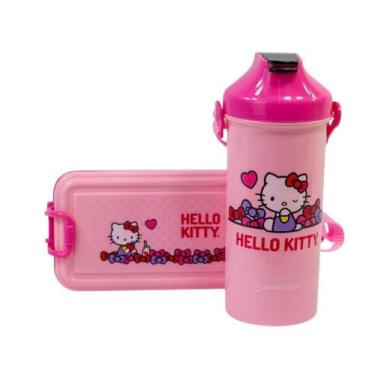 Imagem de Kit Lancheira Marmita Infantil Talher e Garrafa Hello Kitty - Zona Cri