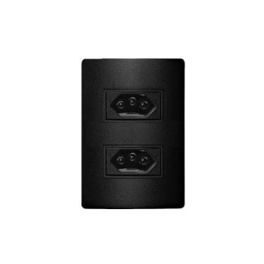 Imagem de Conjunto 2 Tomadas 2P+T 20A  Embutir Revitá Soprano Preto Carbono