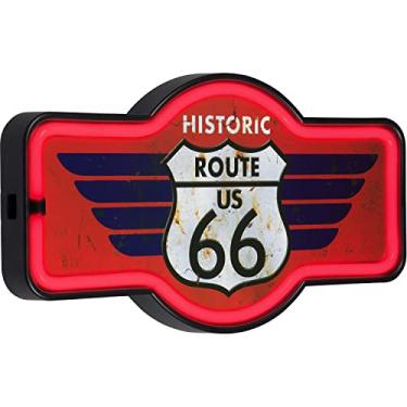 Imagem de American Vintage Sign Co. Placa De Neon De Led Da Rota 66, Decoração De Parede Retrô Inspirada No Vintage Para Caverna Do Homem, Sala De Jogos, Fliperama Ou Bar Em Casa (17” X 9,5” X 2”)