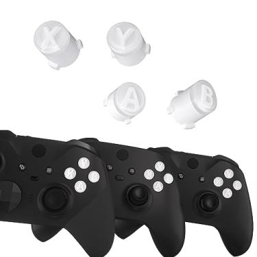 Imagem de eXtremeRate Botões ABXY para Xbox Elite Controller Series 2 Core, Elite Serie 1 peças de reposição, botões de ação de dois tons para Xbox Series X/S, para controle Xbox One S/X - transparente e branco
