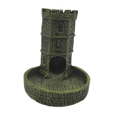 Imagem de Dynwave Torre de dados do castelo com bandeja acessório para jogos de tabuleiro, bandeja de dados de ornamento de mesa de armazenamento, torre de dados de, Amarelo Verde