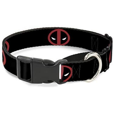 Imagem de Coleira para cães Martingale logotipo Deadpool preto vermelho e branco 38 a 66 polegadas 2,5 polegadas de largura