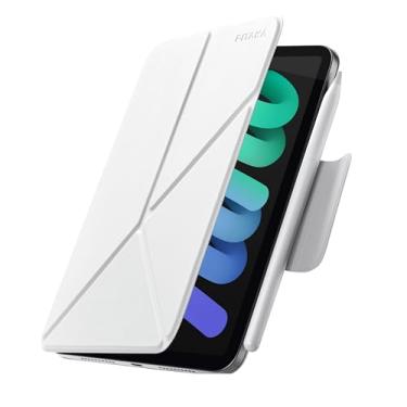 Imagem de PITAKA Capa para iPad Mini 7 A17 Pro (2024), compatível com iPad Mini 7 (2024)/iPad Mini 6 (2021), capa magnética de retrato/paisagem com suporte para lápis, 4 ângulos em pé e - branca