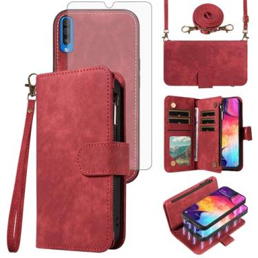 Imagem de Asuwish Capa de telefone para Samsung Galaxy A50 A50S A30S A30S carteira magnética destacável com protetor de tela de vidro temperado cordão transversal suporte para cartão A 50 50S 30S S50 50A SM