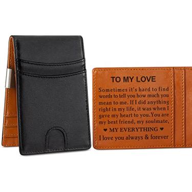 Imagem de Carteira personalizada gravada personalizada para homens presentes personalizados para marido pai filho, My Love, One_Size, Minimalista