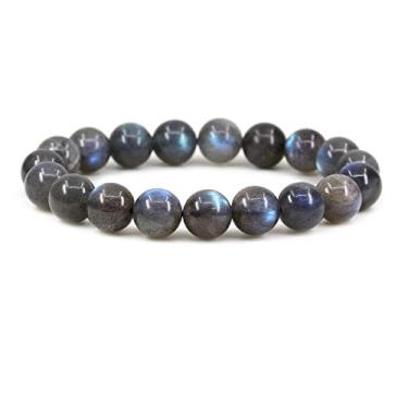 Imagem de Keleny Pulseira feminina elástica Fashion Crystal Man 10 mm contas redondas Rock Jasper 17 cm unissex 7 Inch