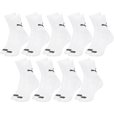 Imagem de Kit com 9 Pares de Meias Puma Modelo Cano Médio Lisa Básica Esportiva 