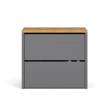 Imagem de Sapateira Caixa Multiuso Sapatos Quarto Banco Sentar Calçadeira para Hall de Entrada Retrô Decoração Mel Cinza/Freijó