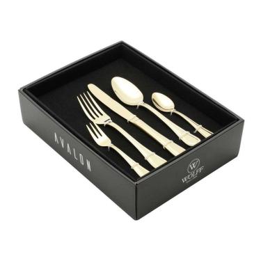 Imagem de Faqueiro 30Pc Aço Inox Avalon Dourado Rojemac