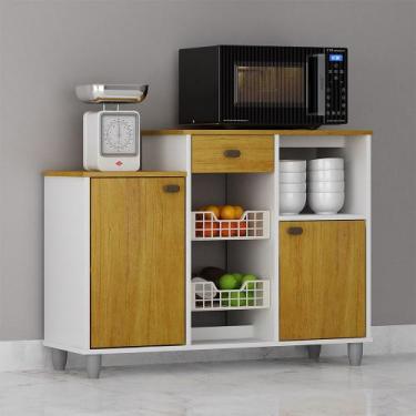 Imagem de Fruteira de Chão Nora Multiuso Flex 3 Portas 1 Gaveta Mobilihouse, Cin