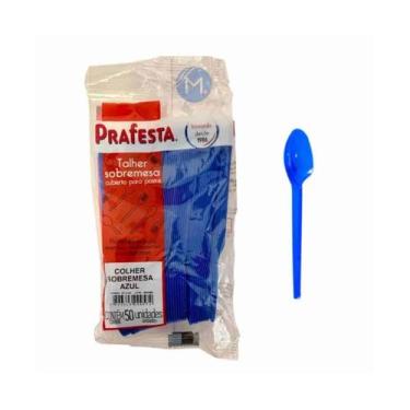 Imagem de Colher Sobremesa Com 50 unidades - PRAFESTA - NoBrand, Azul
