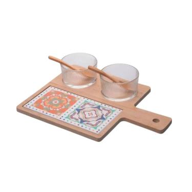 Imagem de Jogo De Petisqueiras Em Bambu E Tábua Ladrilho Com 6 Peças 32x22,5cm Wolff