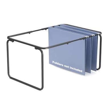 Imagem de Vanulee Moldura de pasta de arquivo suspensa, tamanho legal/letra, comprimento ajustável 40,6-63,5 cm, 32 cm L 24 cm A, suporte de pastas suspensas para organizador de mesa e trilho de metal na gaveta