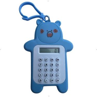 Imagem de Calculadora Ursinho Pequena Portátil de Bolso Eletrônica com chaveiro 