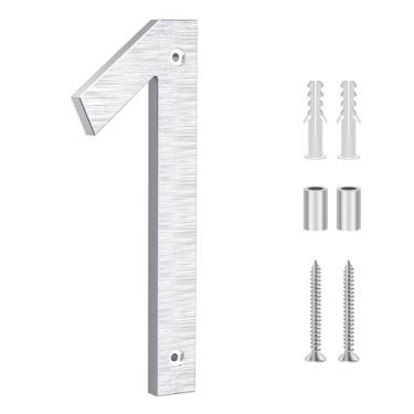 Imagem de Yafimea Números grandes prateados de 20 cm para casa, números de endereço residenciais modernos de metal para casa, números flutuantes externos de alumínio para portão de garagem de Wall Street (1)
