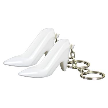 Imagem de Chaveiro para Lembrancinha de Casamento Quinze Anos Despedida de Solteira Inauguração de loja Sapatinho Scarpin em Acrílico com Argola Rosa Branco ou