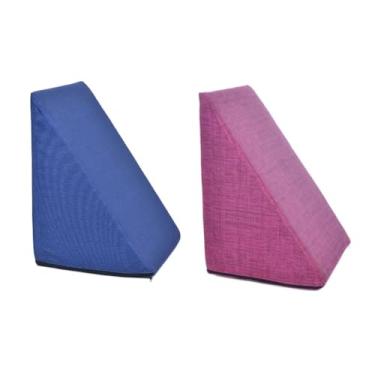 Imagem de Kit 2 Travesseiros Almofada Triangular Espuma Encosto Adulto Apoio Costas Repouso Leitura Anatômico(Azul+Pink,Único)